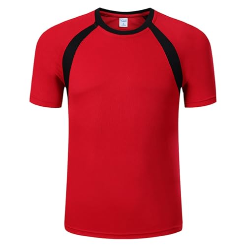 Herren LSF 50+ Sonnenschutz, Rashguard, Sonnenshirt, Sommer, Schwimm-Top, schnelltrocknend, Fitnessstudio, athletisches T-Shirt (Rot, Größe 4XL) von SUIBOZ