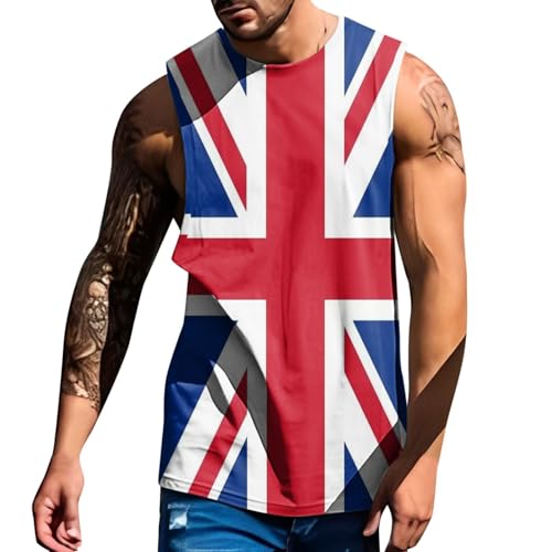 Herren-Tanktop mit USA-Flagge, ärmellos, Grafik, Fitnessstudio, Workout, amerikanische Flagge, Blau, Größe 4XL von SUIBOZ