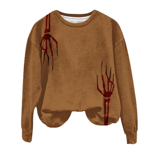 I'm Fine Blutiges Shirt für Damen, lustiges Halloween-Sweatshirt für Damen, langärmelig, Blut, Horror, Kleidung, Blutspritzer, Oberteil (TYPE - 1, L) von SUIBOZ