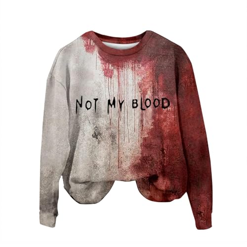 I'm Fine Blutiges Shirt für Damen, lustiges Halloween-Sweatshirt für Damen, langärmelig, Blut, Horror, Kleidung, Blutspritzer, Oberteil (TYPE - 14, 3XL) von SUIBOZ