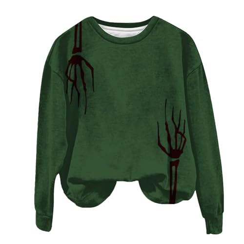 I'm Fine Blutiges Shirt für Damen, lustiges Halloween-Sweatshirt für Damen, langärmelig, Blut, Horror, Kleidung, Blutspritzer, Oberteil (TYPE - 2, L) von SUIBOZ