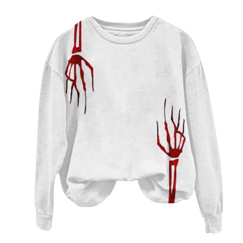 I'm Fine Blutiges Shirt für Damen, lustiges Halloween-Sweatshirt für Damen, langärmelig, Blut, Horror, Kleidung, Blutspritzer, Oberteil (TYPE - 4, M) von SUIBOZ