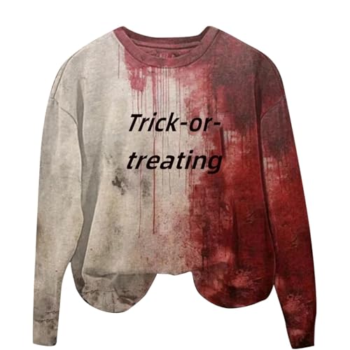 I'm Fine Blutiges Shirt für Damen, lustiges Halloween-Sweatshirt für Damen, langärmelig, Blut, Horror, Kleidung, Blutspritzer, Top (TYPE - 6, XXL) von SUIBOZ