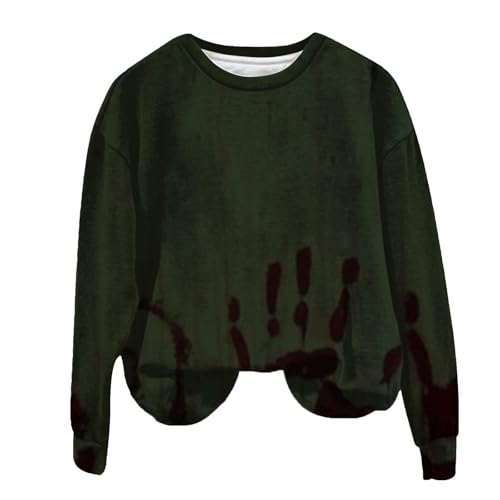 I'm Fine Blutiges Shirt für Damen, lustiges Halloween-Sweatshirt für Damen, langärmelig, Blut, Horror, Kleidung, Blutspritzer, Top Shirt (TYPE - B, M) von SUIBOZ