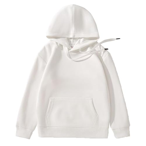 Kapuzenpullover für Jungen Mädchen Langarm mit Taschen Kordelzug Sportshirt (Weiß 2-3 Jahre) von SUIBOZ