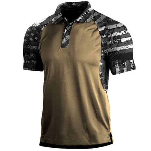 Kurzärmeliges Poloshirt für Herren, Sternstreifen, USA-Flagge, Grafik, Stretch, amerikanisch, patriotisch, Raglan-Golf-Poloshirts für Herren (Größe C, M) von SUIBOZ