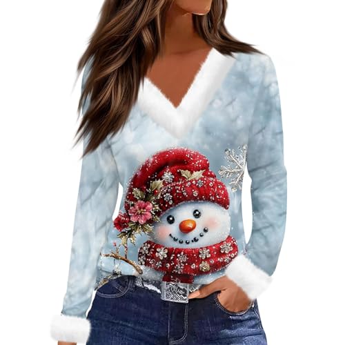 Lustiger Weihnachtspullover, hässliche Weihnachtspullover für Damen, Übergröße, Damen-Pullover, Weihnachts-Shirts für Schneemann, Hemden für Damen, Weihnachten (Typ - 10, XL) von SUIBOZ