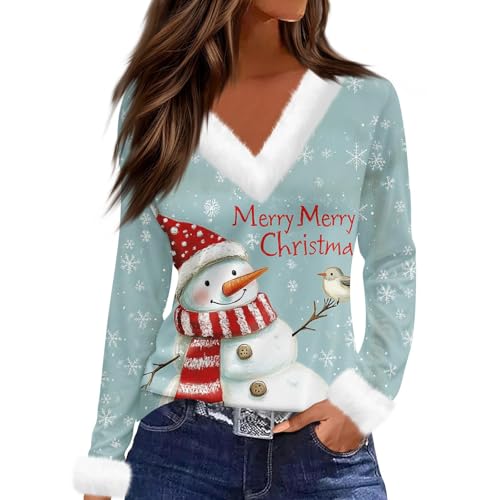 Lustiger Weihnachtspullover, hässliche Weihnachtspullover für Damen, Übergröße, Damen-Pullover, Weihnachts-Shirts für Schneemann-Shirts für Damen, Weihnachten (TYPE - 7, L) von SUIBOZ