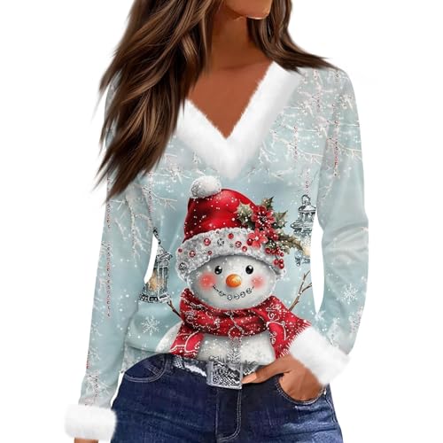 Lustiger Weihnachtspullover, hässliche Weihnachtspullover für Damen, Übergröße, Damen-Pullover, Weihnachts-Shirts für Schneemann-Shirts für Damen, Weihnachten (TYPE - 8, XXL) von SUIBOZ