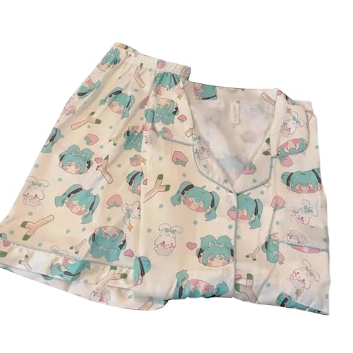 Miku Pyjama, Miku-Thema, Indoor-Pyjama, Uni, Sommer, Winter, kurzärmelig, Shorts, leicht, warmes Geschenk (Miku-Pyjama, XL) von SUIBOZ