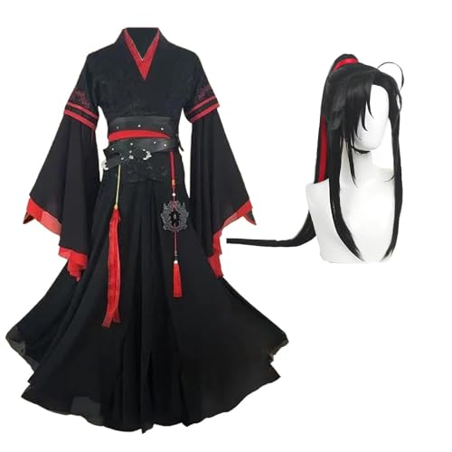Mo Dao Zu Shi Wei Wu Xian Cosplay Outfit Anime Kostüm Ancient Hanfu Anzug Erwachsene Rollenspiel Anime Karneval Halloween Party Karneval Uniform (Wei Wu Xian Kostüm + Perücke, XL) von SUIBOZ