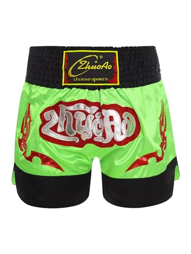 Muay-Thai-Shorts, für Kinder, Mädchen, Jungen, Boxen, Kickboxen, MMA-Training, Satin-Kampf-BJJ, Grappling-Shorts (C, 5–6 Jahre) von SUIBOZ