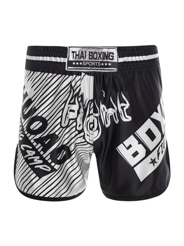 Muay-Thai-Shorts, für Kinder, Mädchen, Jungen, Boxen, Kickboxen, MMA-Training, Satin-Kampf-BJJ, Grappling-Shorts (F, 7–8 Jahre) von SUIBOZ