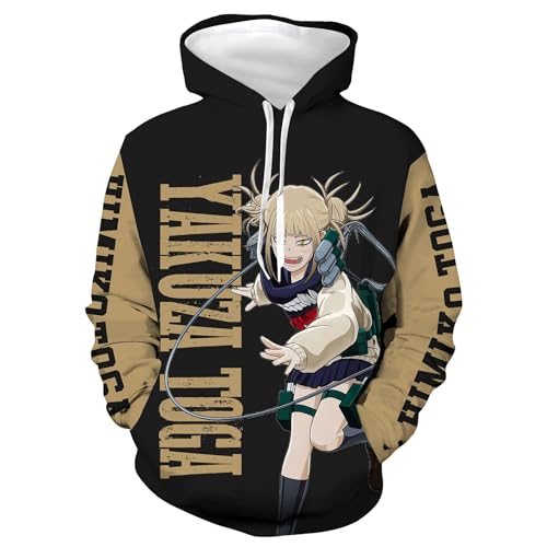My Hero Academia Hoodie Anime MHA Himiko Toga Figur gedruckt Kapuzen-Sweatshirt Langarm Casual Top Pullover für Kinder Erwachsene (Himiko Toga, S) von SUIBOZ