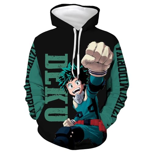 My Hero Academia Hoodie Anime MHA Himiko Toga Figure Print Hoodie Langarm Casual Top Pullover für Kinder Erwachsene (Midoriya Izuku, S) von SUIBOZ