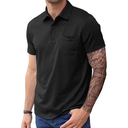 Raglan-Poloshirt für Herren, Muskel-Passform, lässig, Sommer, kurzärmelig, Kragen, Business-Kleid, Shirt, athletisches Poloshirt, Golf, Tee (Typ 4, 3XL) von SUIBOZ