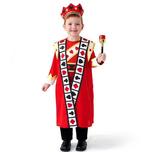 SUIBOZ Ace of Hearts Königsfamilie & König & Prinzessin Kostüm Set:Mittelalter Halloween Weihnachten Rollenspiel Outfit für Karneval & Familienspaß (Königskostüm, L) von SUIBOZ