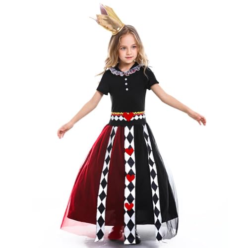 SUIBOZ Ace of Hearts Königsfamilie & König & Prinzessin Kostüm Set:Mittelalter Halloween Weihnachten Rollenspiel Outfit für Karneval & Familienspaß (Prinzessinnenkleid, L) von SUIBOZ