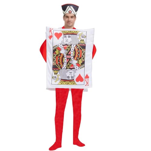 SUIBOZ Ace of Hearts Königsfamilie & Wächter Kostüm Set:Mittelalterliches Halloween & Weihnachten Rollenspiel Outfit für Karneval & Familienspaß (Herzkönig, Erwachsene) von SUIBOZ