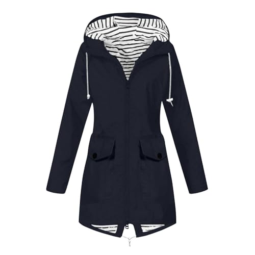 SUIBOZ Damenmantel, wasserdichte Jacke, Wintermäntel für Damen, Übergröße, solide, Outdoor-Sportbekleidung mit Kapuze, solide Regenjacke, wasserdicht, mit Kapuze, winddicht, lockeres Oberteil (02-Navy SUIBOZ Damenmantel, wasserdichte Jacke, Wintermäntel für Damen, Übergröße, solide, Outdoor-Sportbekleidung mit Kapuze, solide Regenjacke, wasserdicht, mit Kapuze, winddicht, lockeres Oberteil (02-Navy von SUIBOZ