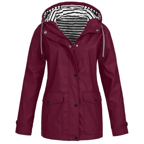 SUIBOZ Damenmantel, wasserdichte Jacke, Wintermäntel für Damen, Übergröße, solide, Outdoor-Sportbekleidung mit Kapuze, solide Regenjacke, wasserdicht, winddicht, lockeres Oberteil, Winter, Größe 4XL SUIBOZ Damenmantel, wasserdichte Jacke, Wintermäntel für Damen, Übergröße, solide, Outdoor-Sportbekleidung mit Kapuze, solide Regenjacke, wasserdicht, winddicht, lockeres Oberteil, Winter, Größe 4XL von SUIBOZ