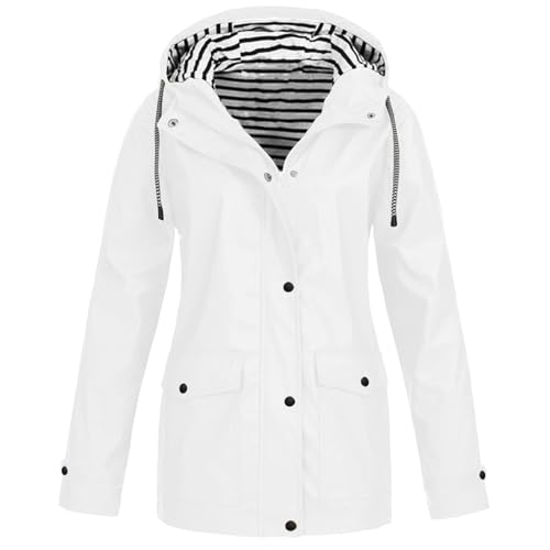 SUIBOZ Damenmantel, wasserdichte Jacke, Wintermäntel für Damen, Übergröße, solide, Outdoor-Sportbekleidung mit Kapuze, solide Regenjacke, wasserdicht, winddicht, lockeres Oberteil, Winter, UK (Weiß, L SUIBOZ Damenmantel, wasserdichte Jacke, Wintermäntel für Damen, Übergröße, solide, Outdoor-Sportbekleidung mit Kapuze, solide Regenjacke, wasserdicht, winddicht, lockeres Oberteil, Winter, UK (Weiß, L von SUIBOZ