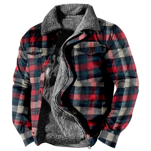 SUIBOZ Gepolsterte Flanelljacke für Herren, Winter-Fleece, dick, gesteppt, Arbeitskleidung, warmes Thermo-Fleece-Fell gefüttert, Oberteil, lässiger Mantel (Nr. 03#dunkelblau, M) von SUIBOZ