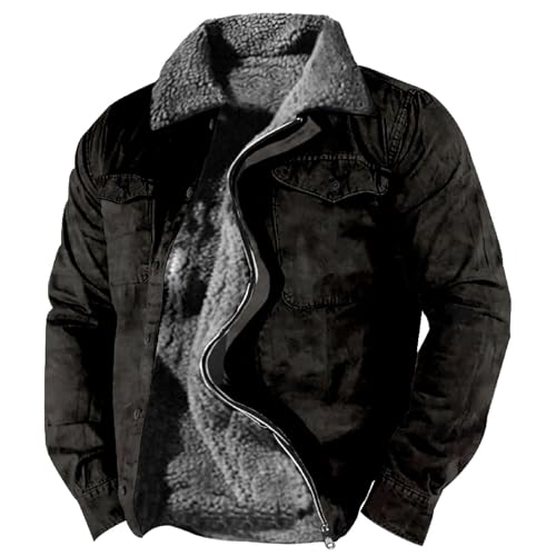 SUIBOZ Gepolsterte Flanelljacke für Herren, kariert, Winter-Fleece, dick, gesteppt, Arbeitskleidung, warmes Thermo-Fleece-Fell gefüttert, Oberteil, Freizeitmantel (Nr. 15#schwarz, M) von SUIBOZ