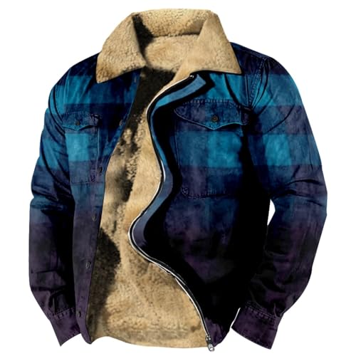SUIBOZ Gepolsterte Flanelljacke für Herren, kariert, Winter-Fleece, dick, gesteppt, Arbeitskleidung, warmes Thermo-Fleece-Fell gefüttert, Oberteil, lässiger Mantel (Nr. 26 # Dunkelblau, L) von SUIBOZ