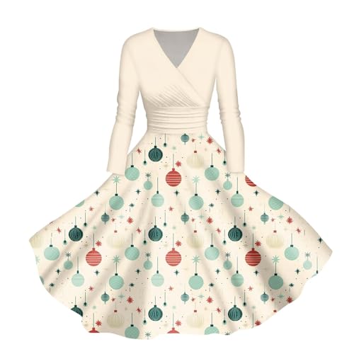 SUIBOZ Grünes Weihnachtskleid, formell, lange Kleider für Damen, Herbstkleid, Apfelweinkleid, Abendkleid, Freizeitkleider, Weihnachten für Damen Plus (TYPE - 8, 4XL) von SUIBOZ