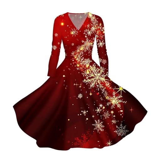 SUIBOZ Grünes Weihnachtskleid für Damen, formelle lange Kleider für Damen, Herbst-Apfelweinkleid, Abendkleid, Freizeitkleider, Weihnachtskleider für Damen (TYPE - 6, XXL) von SUIBOZ