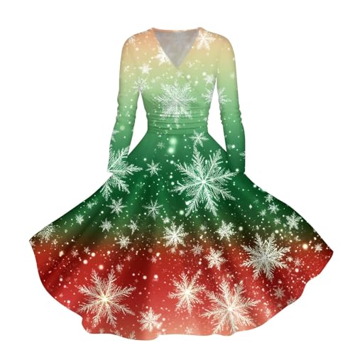 SUIBOZ Grünes Weihnachtskleid für Damen, formelle lange Kleider für Damen, Herbst-Apfelweinkleid, Abendkleid, Freizeitkleider, Weihnachtskleider für Damen (TYPE - 7, XXL) von SUIBOZ