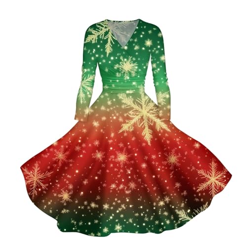 SUIBOZ Grünes Weihnachtskleid für Damen, formelle lange Kleider für Damen, Herbst-Apfelweinkleid, Abendkleid, Freizeitkleider, Weihnachtskleider für Damen (TYPE - 8, L) von SUIBOZ