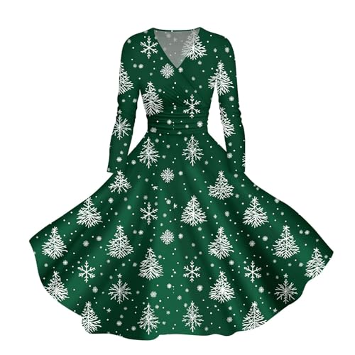 SUIBOZ Grünes Weihnachtskleid für Damen, formelle lange Kleider für Damen, Herbst-Apfelweinkleid, Abendkleid, Freizeitkleider, Weihnachtskleider für Damen (TYPE - 9, XXL) von SUIBOZ