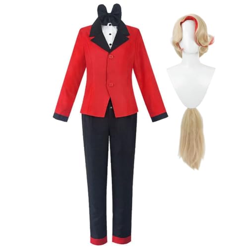 SUIBOZ Hazbin Hotel Cosplay Charlie Morningstar Cosplay Outfit Perücke, Anime Kostüm Anzug Erwachsene Rollenspiel Anime Karneval Halloween Party Karneval Uniform (Charlie Morningstar Kostüm + Perücke SUIBOZ Hazbin Hotel Cosplay Charlie Morningstar Cosplay Outfit Perücke, Anime Kostüm Anzug Erwachsene Rollenspiel Anime Karneval Halloween Party Karneval Uniform (Charlie Morningstar Kostüm + Perücke von SUIBOZ