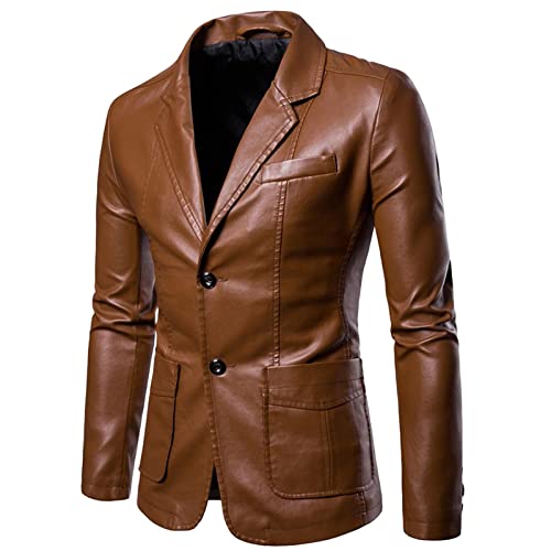 SUIBOZ Herren-Blazer, schmale Passform, lässiger Anzug, Jacken, einreihig, Motorrad, Lederanzug, formell, Business, Hochzeitskleid, Mäntel (Gelb, Größe 3XL) von SUIBOZ