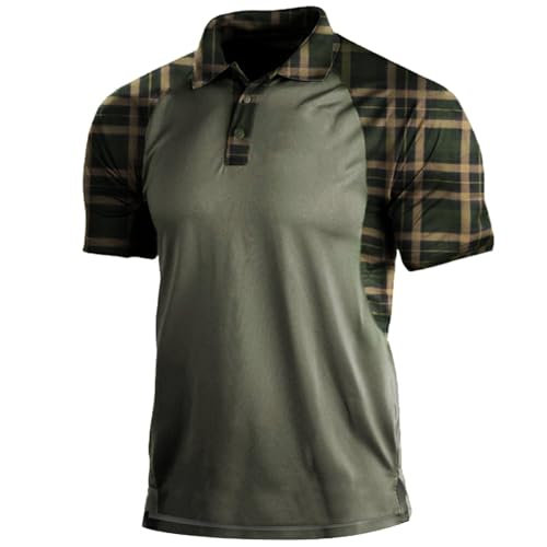 SUIBOZ Herren-Poloshirt, Camouflage, kurzärmelig, Militär, taktisch, Golf, sportlich, feuchtigkeitsableitend, lässig, Größe XS (Xc-Grau, L) von SUIBOZ