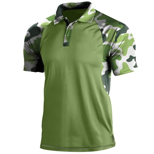 SUIBOZ Herren-Poloshirt, Camouflage, kurzärmelig, Militär, taktisch, Golf, sportlich, feuchtigkeitsableitend, lässig, Größe Xb-Grün, Größe L SUIBOZ Herren-Poloshirt, Camouflage, kurzärmelig, Militär, taktisch, Golf, sportlich, feuchtigkeitsableitend, lässig, Größe Xb-Grün, Größe L von SUIBOZ