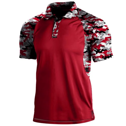 SUIBOZ Herren-Poloshirt, Camouflage, kurzärmelig, Militär, taktisch, Golf, sportlich, feuchtigkeitsableitend, lässig, Größe Xb-Rot, Größe XL SUIBOZ Herren-Poloshirt, Camouflage, kurzärmelig, Militär, taktisch, Golf, sportlich, feuchtigkeitsableitend, lässig, Größe Xb-Rot, Größe XL von SUIBOZ