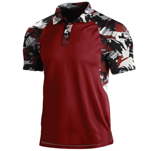 SUIBOZ Herren-Poloshirt, Camouflage, kurzärmelig, Militär, taktisch, Golf, sportlich, feuchtigkeitsableitend, lässig, Weinrot, Größe XXL SUIBOZ Herren-Poloshirt, Camouflage, kurzärmelig, Militär, taktisch, Golf, sportlich, feuchtigkeitsableitend, lässig, Weinrot, Größe XXL von SUIBOZ
