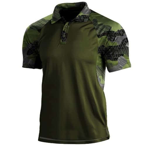 SUIBOZ Herren-Poloshirt, Camouflage, kurze Ärmel, Militär, taktisch, Golf, sportlich, feuchtigkeitsableitend, lässig, T-Shirts (Xa-Armeegrün, M) von SUIBOZ