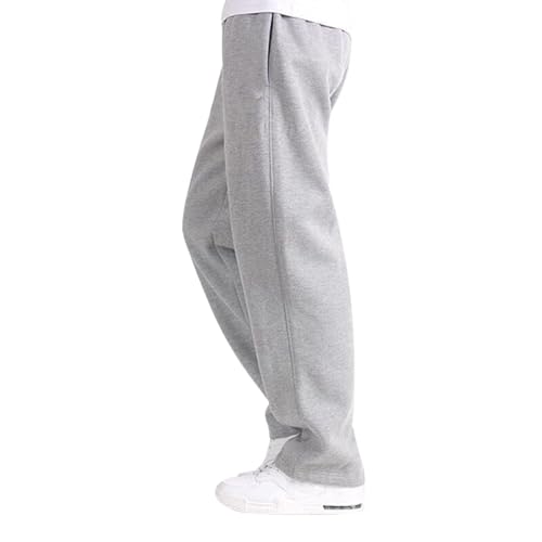 SUIBOZ Herren-Sweathose aus Fleece, offene Unterseite, mit Taschen, locker, locker, gerades Bein, schwere Loungehose (TYPE - 3, 3XL) von SUIBOZ