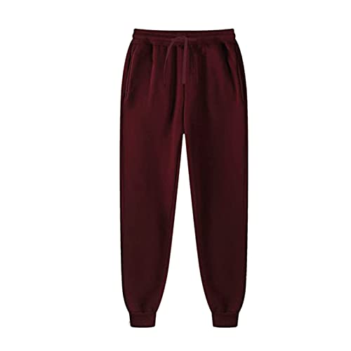 SUIBOZ Jogginghose für Herren, lockere Passform, athletische Herren-Sweathose, offener Boden, Kordelzug am Bund mit Taschen, Herren-Sweathose (Wein, S) von SUIBOZ