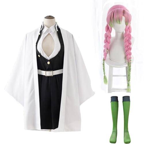 SUIBOZ Kamado Nezuko Cosplay Kostüm - Anime Kimono Anzug Robe Set mit Perücken Halloween Karneval Party für Kostüm Kinder und Erwachsene (Love Hashira:Mitsuri Kanroji, S) von SUIBOZ