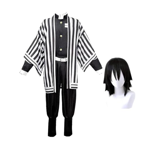 SUIBOZ Kamado Nezuko Cosplay Kostüm - Anime Kimono Anzug Robe Set mit Perücken Halloween Karneval Party für Kostüm Kinder und Erwachsene (Serpent Hashira Obanai Iguro, S) von SUIBOZ