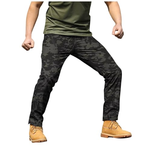 SUIBOZ Kampfhose für Herren, UK-Arbeitshose, Chino-Hose, lässig, Baumwolle, Stretch-Taille, Chino, normale schmale Passform, Cargohose, Arbeitshose (15-Leopardenmuster, S) von SUIBOZ