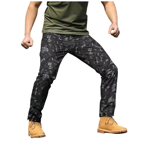 SUIBOZ Kampfhose für Herren, UK-Arbeitshose, Chino-Hose, lässig, Baumwolle, Stretch-Taille, Chino, normale schmale Passform, Cargohose, Arbeitshose (16-Schlangenmuster, Größe 3XL) von SUIBOZ