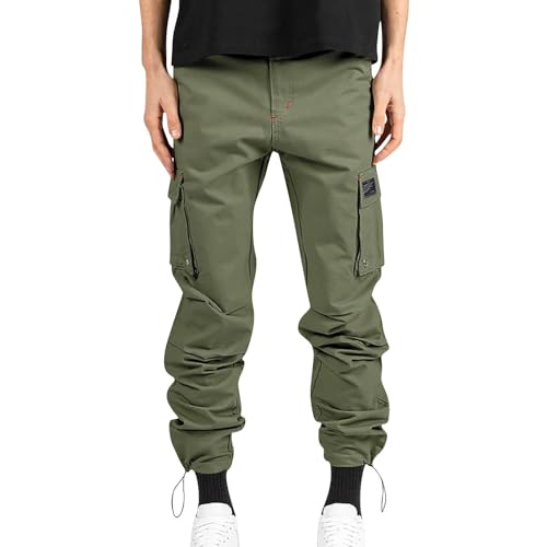 SUIBOZ Kampfhose für Herren, UK-Arbeitshose, Chino-Hose, lässig, Baumwolle, Stretch-Taille, Chino, normale schmale Passform, Cargohose, Arbeitshose (17-Armeegrün, L) von SUIBOZ