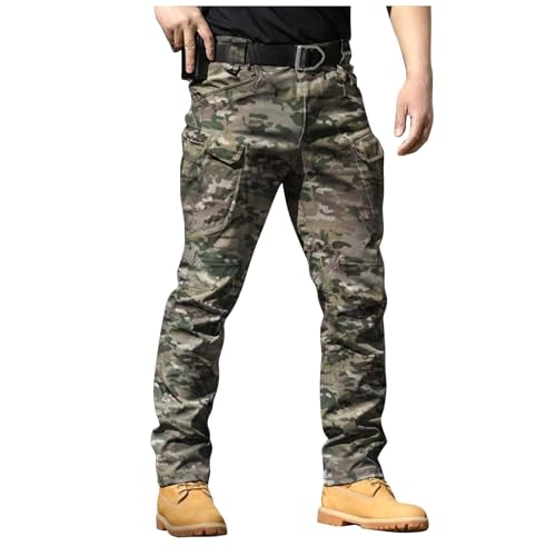 SUIBOZ Kampfhose für Herren, UK-Arbeitshose, Chino-Hose, lässig, Baumwolle, Stretch-Taille, Chino, normale schmale Passform, Cargohose, Arbeitshose (29-Leopardenmuster, L) von SUIBOZ