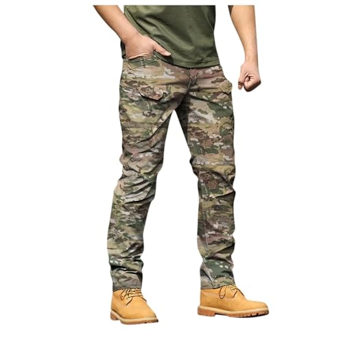 SUIBOZ Kampfhose für Herren, UK-Arbeitshose, Chino-Hose, lässig, Baumwolle, Stretch-Taille, Chino, normale schmale Passform, Cargohose, Arbeitshose (3-Camouflage, Größe 3XL) von SUIBOZ